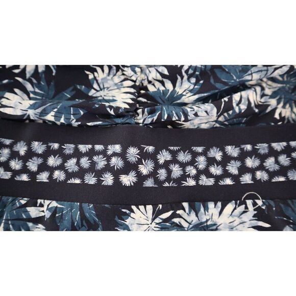 Michael Kors MM8J591 Size 8 Navy Palm Print Bandeau Cutout 1-Piece Swimsuit - Picture 3 of 7